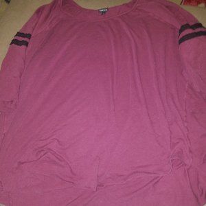 Torrid Burgundy Purple Raw Edge Football Tee 6x